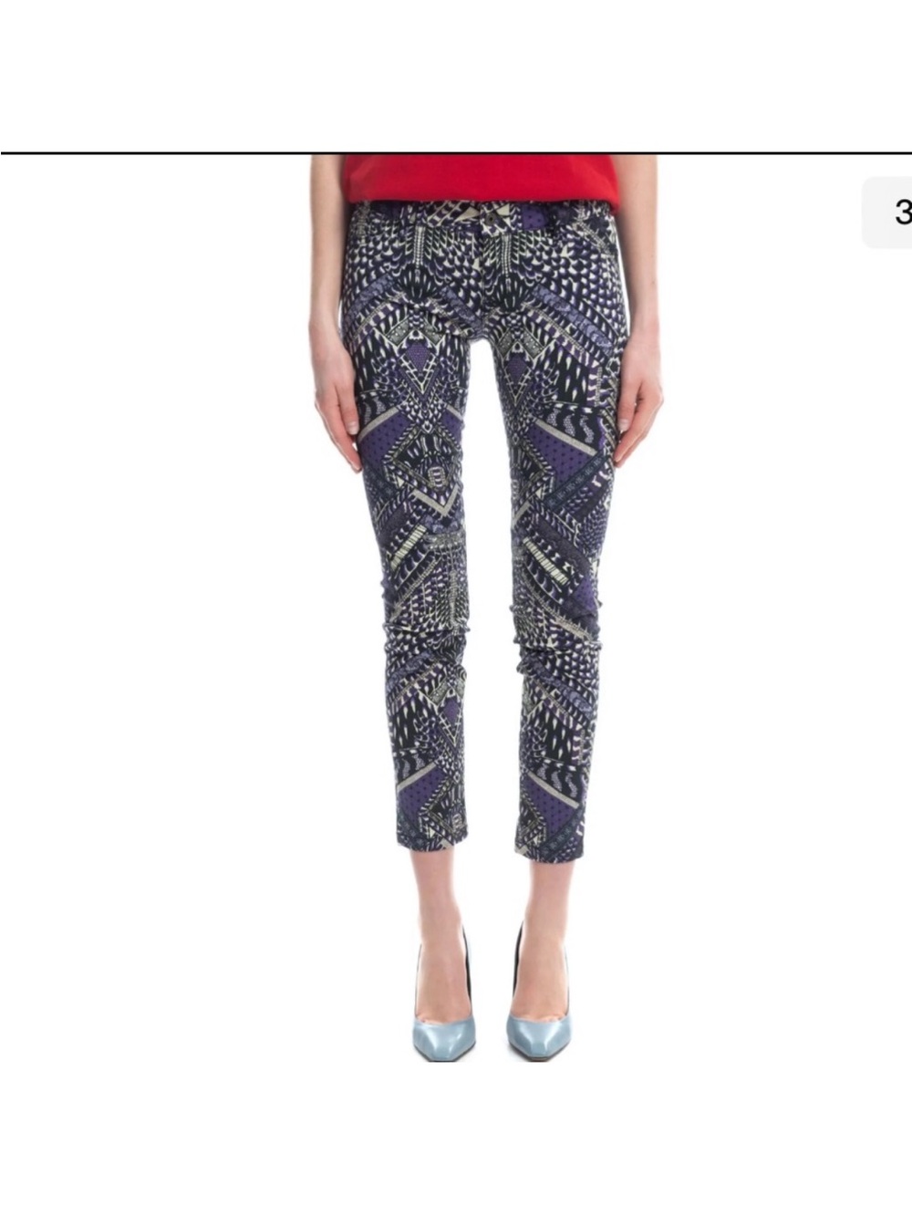 Just Cavalli  Cigarette Ankle Cropped Pants Mid Rise Jeggings New Size 26.